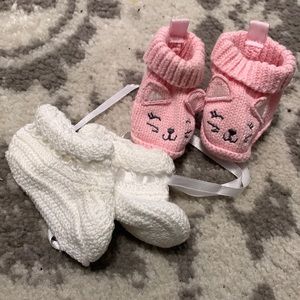 Hand knit croshet baby booties